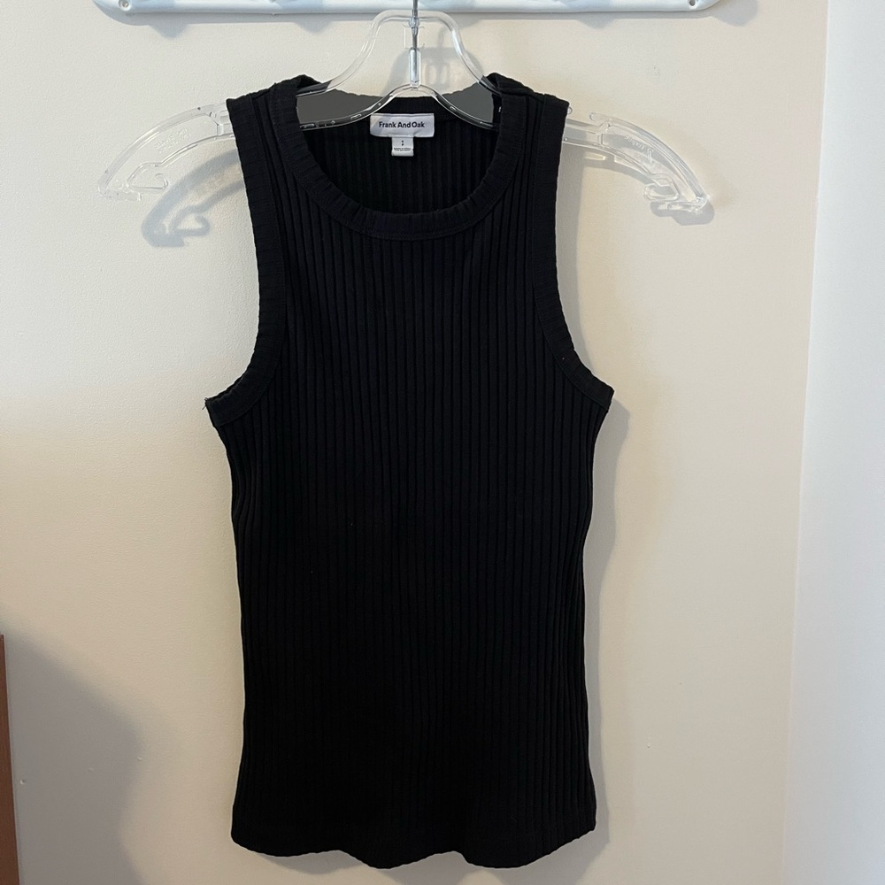 Frank and Oak Black Ribbed Tank Top